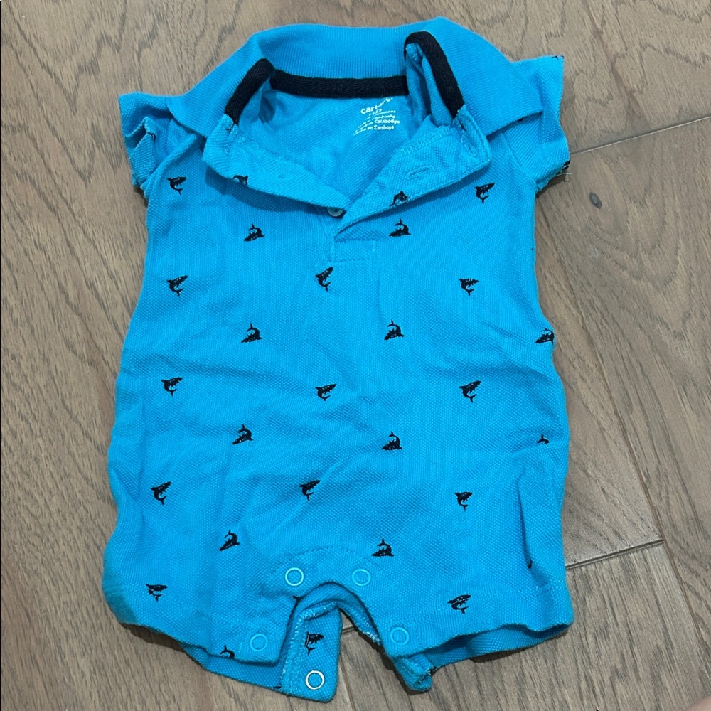 Carter's Teal Romper with Navy Accents